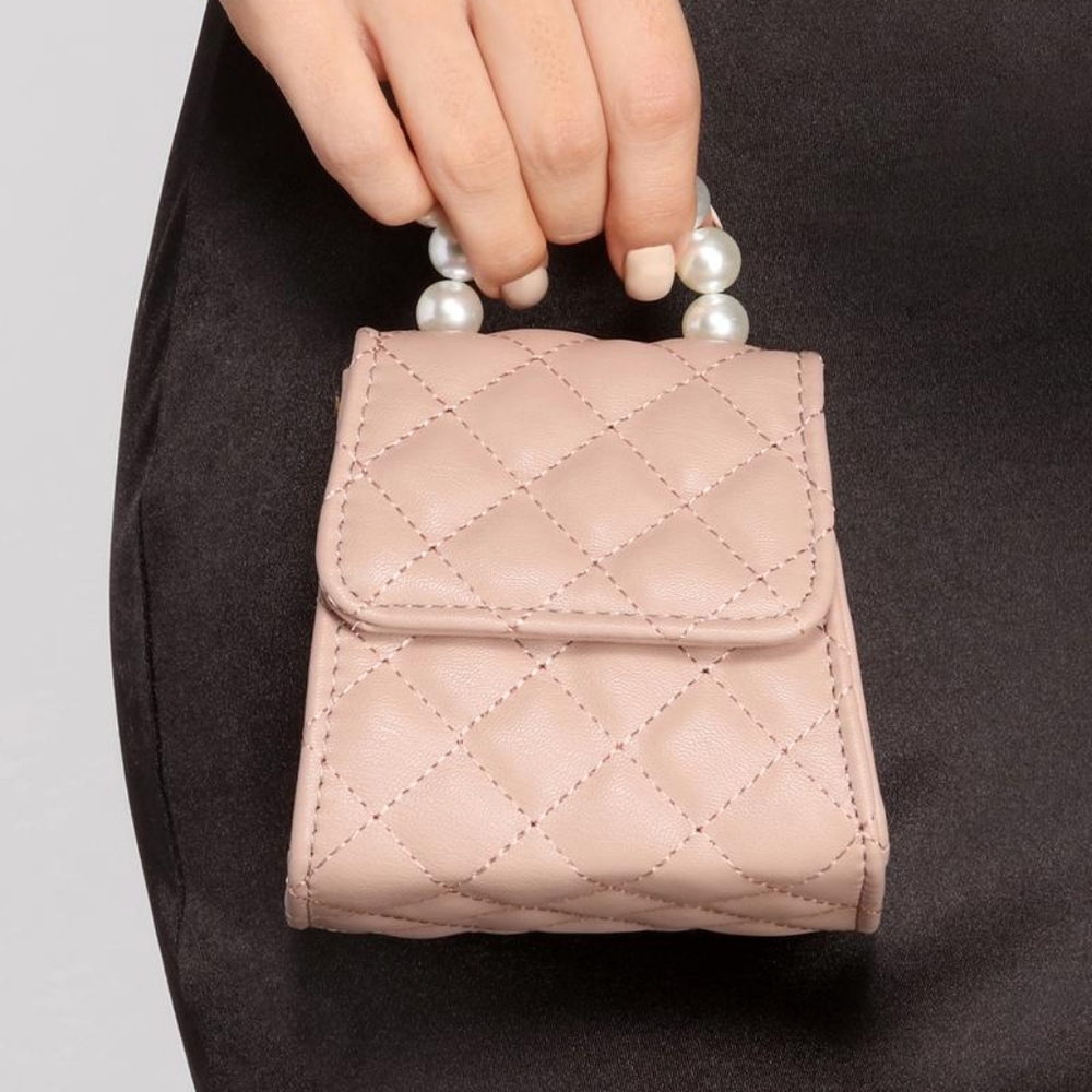 Mini quilted pearl handle bag